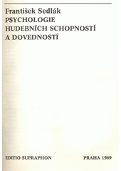 Psychologie hudebních schopností a dovedností  Cover Image